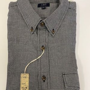 J.CREW Mens long-sleeve button-down Glen Plaid Brushed Twill slim-fit SHIRT